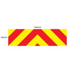 Chevron Board in Nikkalite Crystal Grade Red & HI-SCAL Fluo Yellow - 1400 x 400mm