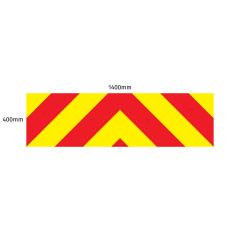 Chevron Board in Nikkalite Crystal Grade Red & HI-SCAL Fluo Yellow - 1400 x 400mm