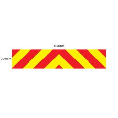 Chevron Board in Nikkalite Crystal Grade Red & HI-SCAL Fluo Yellow - 1850 x 380mm