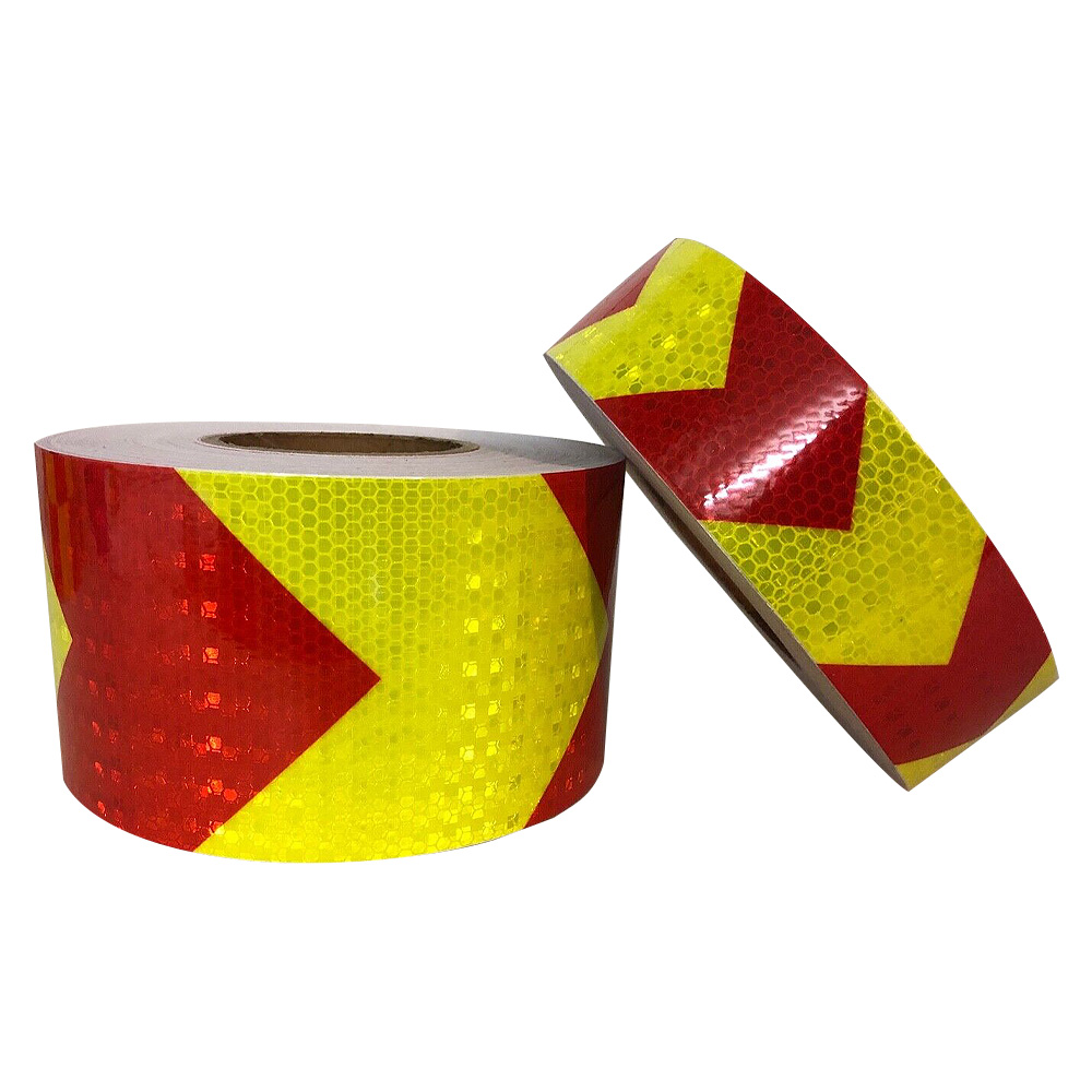 red and yellow chevron tape